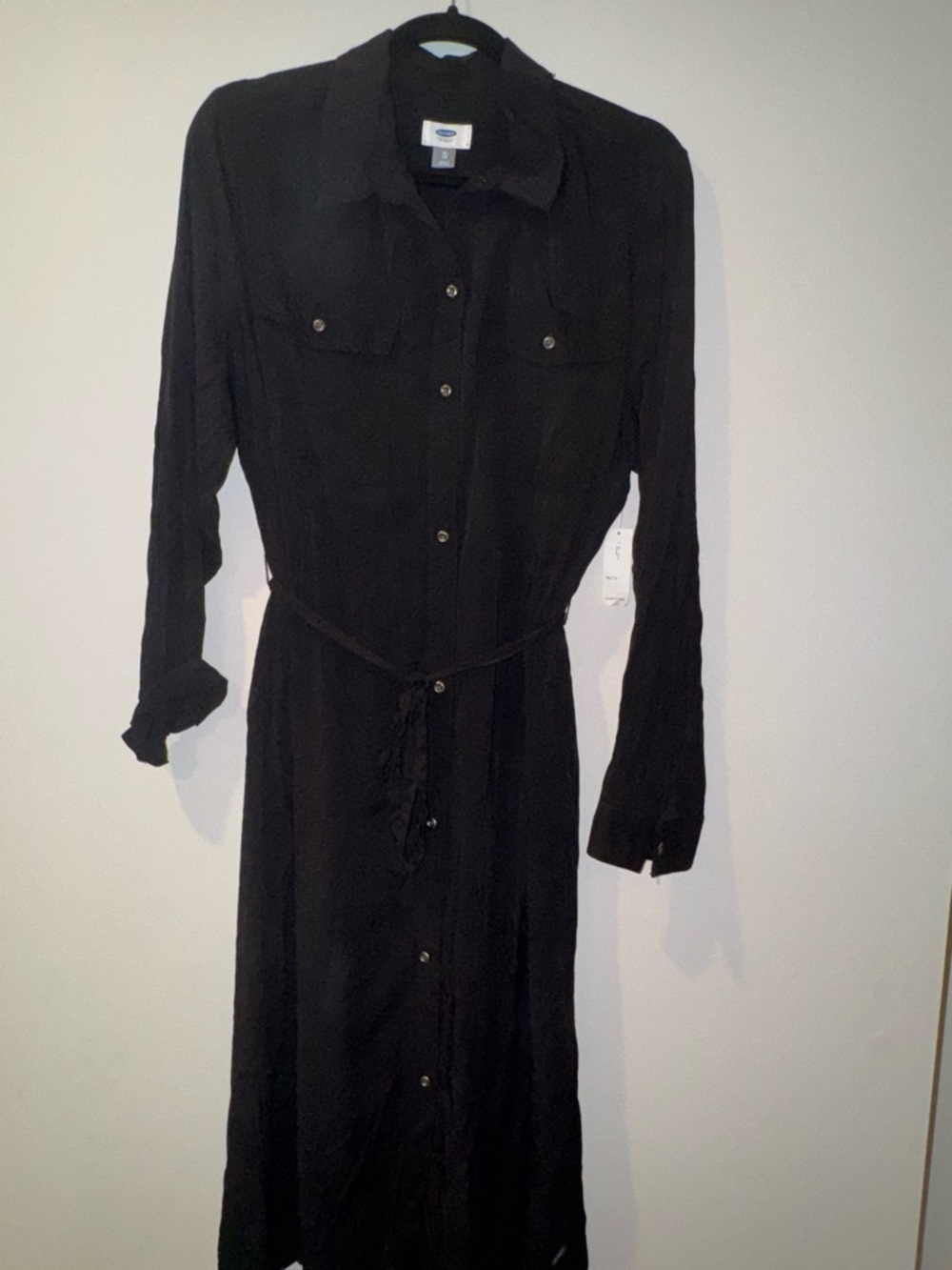 Classic Black Button-Front Shirt Dress
